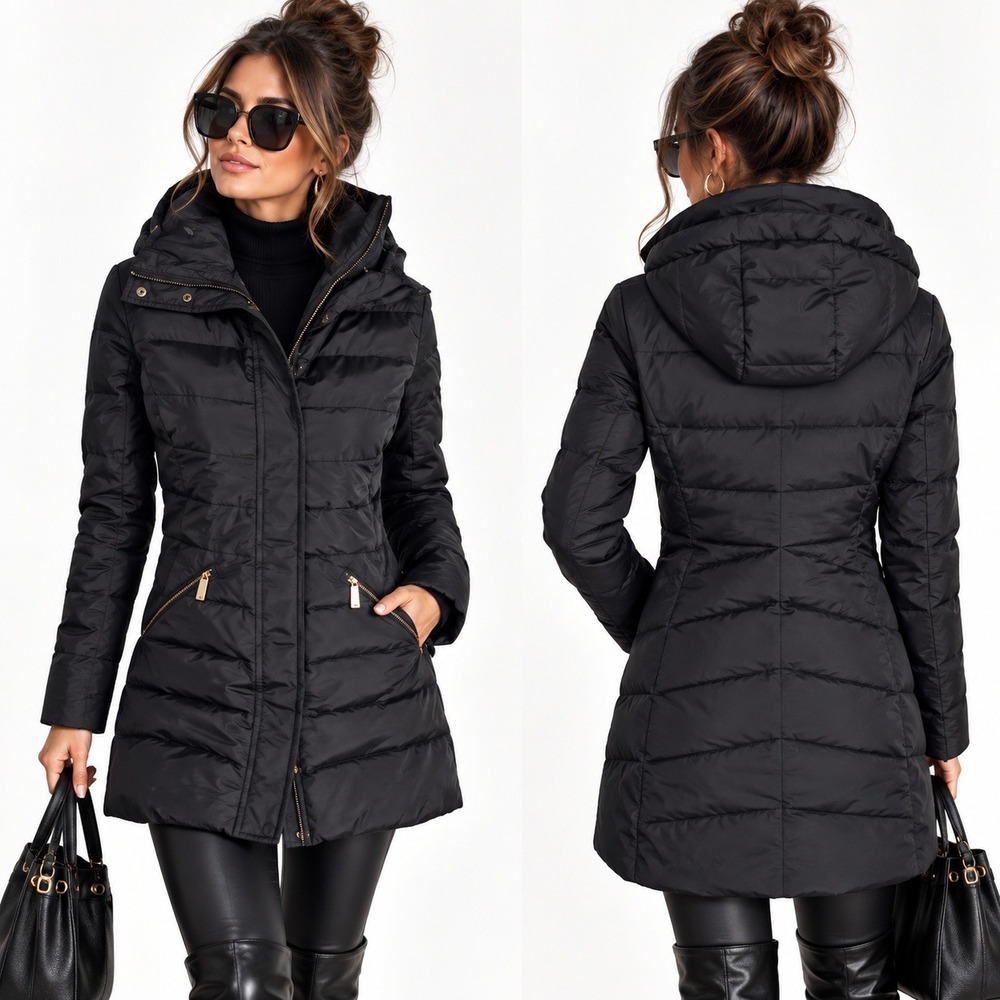 Michael Kors Puffer Jacket Black Feather Down Hooded Winter Gorpcore Designer XS